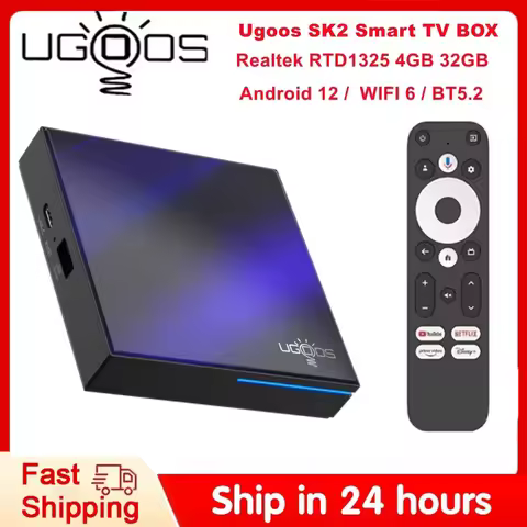 Ugoos SK2 Smart Set Top Box Realtek RTD1325 ARM Cortex-A55 4GB 32GB Android 12 Wifi6 BT5.2 RJ45 100M