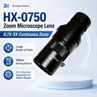 Zhongce Huarui HX-0750 0.7-5X Continuous Zoom Microscope Lens C-Mount 100mm WD