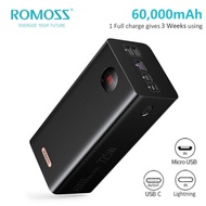 ROMOSS 60000mAh Powerbank 22.5W High Capacity PD 3.0 Fast Charging 4 Outputs &amp; 3 Inputs &amp; LCD Display