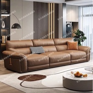 Tax Included Genuine Leather Sofa Simple Italian Sofa Small Yellow Leather Sofa Light Luxury Inline 