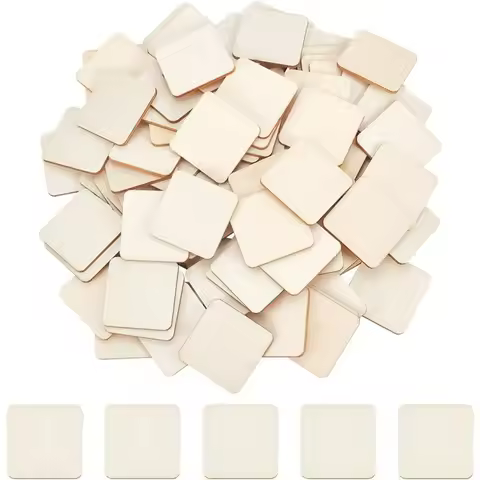 100 Pcs Wood Squares for DIY Crafts 1.6x1.6 Inch Square Blank Wooden Blank Balsa Wood for Crafts Pai