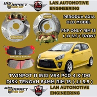 [DEPAN SAHAJA]SET BAHARU BRAKEDISK UNTUK PERODUA AXIA TWINPOT VR4 11INCI UNTUK RIM 15 ( 6.5 JJ)