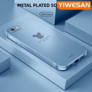 YIWESAN เคสกรณีสำหรับ iPhone 6 Plus 6s บวก iPhone 7 Plus 8 Plus SE 2020 เคสกรณีแฟชั่นน้ำที่เรียบง่าย M Onse สแควร์สีโลหะบางแบบปลอกเต็มเลนส์ปกกล้องปกป้องกันกระแทกกรณีโทรศัพท์