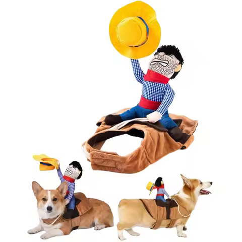 Dog Halloween Costume Funny Dog Cowboy Riding Costume Pet Costume Cat Suit Cowboy Rider Style for Sm