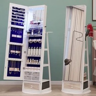 Carpenter - 旋轉全身鏡衣帽間落地鏡 現代簡約試衣鏡首飾收納儲物櫃穿衣鏡55CM（櫃桶款單色燈）