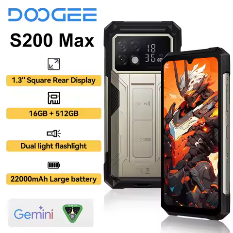 DOOGEE S200 Max Rugged Phone 66W Fast Charging 1.32" Rear Display Call Phone 36GB+512GB 22000mAh Bat