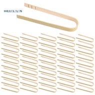 50Pcs Tongs Disposable Cooking Utensils Mini Bamboo Tongs Natural Toast Tongs for Cooking