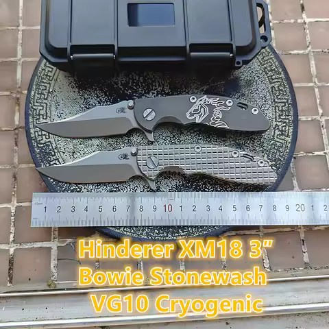 Cryo Vg10 3" Blade Hinderer XM18 Titanium Handle Ceramic Bearing JUFULE Folding Knife Tactical Pocke