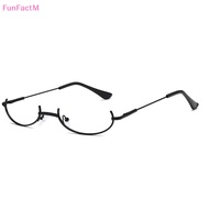 [FunFactM] Vintage Glasses Metal Frame Half Without Lens Girls Chic Cosplay Party Decoration Lensless Metal Half Frame Glasses With Chain [NEW]