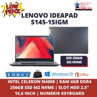 New Laptop Lenovo s145-15igm Intel n4000 4gb Ssd 256gb 15.6" Murah