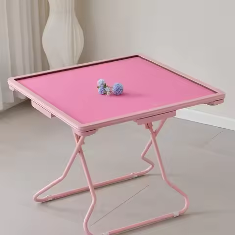 STOCK Modern Pink Foldable Mahjong Table with Anti-noise Design 36 4 Players Gambling Table