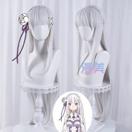 Misscoo Re : Life In A Different World From Zero Emilia Cosplay Wigs Long Sliver Heat Resistant Synt