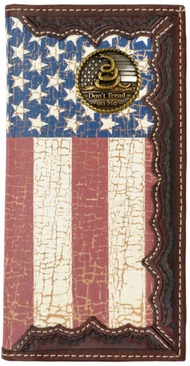 Genuine Texas Brand Custom Don't Tread On Me American Flag Long Wallet with a Distressed United Stat