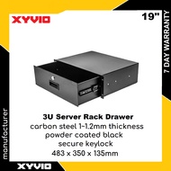 3U Drawer 19 Inch Standard Size Rack Mount Drawer Case with Bracket Key Lock Server Rack Drawer