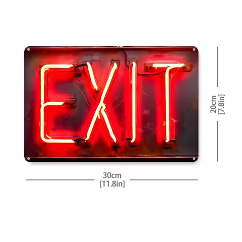 1 Red "EXIT" Sign - Retro Aluminum Wall Art 8x12 Inch, Waterproof & Dustproof Metal Sign for Home, B