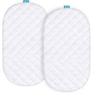 Bassinet Mattress Pad Cover Compatible with 4moms Mamaroo Sleep Bassinet, 2 Pack, Waterproof Quilted
