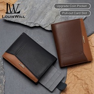 LouisWill Men Short Wallet Drawable Card Slot Design RFID Block Wallet Coin Wallets Soft Microfiber 