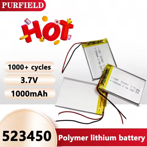 PURFIELD 523450 1000mAh 3.7V Li-Polymer Batteries Rechargeable Battery for Bluetooth Headset Mouse M
