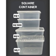 Square Container SQ1 SQ1500 SQ5 SQ7 Disposable Plastic Food Container /Bekas Petak