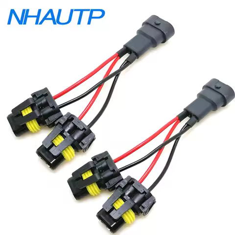 NHAUTP 2Pcs 9005 HB3 9006 9006 Socket One Male To Two Female Adapter Conversion Wiring Harness Conne