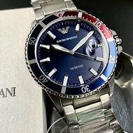 ARMANI手錶,編號AR00020,42mm寶藍錶殼,銀色錶帶款
