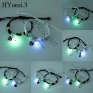 2pcs Luminous Cat Star Moon Cross Charms Bracelet Set Couple Adjustable Woven Rope Friendship Bracel