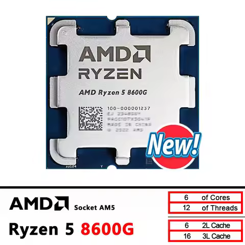AMD Ryzen 5 8600G - New R5 8600G Series 4.3 GHz Socket AM5 65W AMD Radeon 760M - 100-000001237