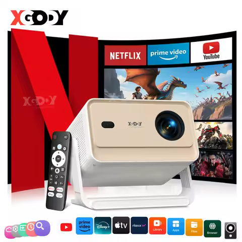 XGODY Projector N6 Pro Netflix Officially 4K Voice Control Smart Android TV Whale OS 32GB ROM for Ou