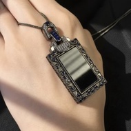 墨翠翡翠無事牌設計款項鍊 925純銀 | 天然緬甸玉A貨翡翠 | 送禮