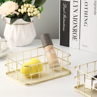 Gold Iron Storage Basket / Rose Gold Makeup Storage Organizer Basket / Nordic Gold Box Basket