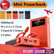 SG [Ready Stock] 10000mAh Mini Power Bank Fast Charging PowerBank Built-in 4 Cables Portable Travel Outdoor