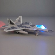 1:87 Diecast Plane Model US F-22 Raptor Jet Fighter Pull Back Toy With Sound & Light