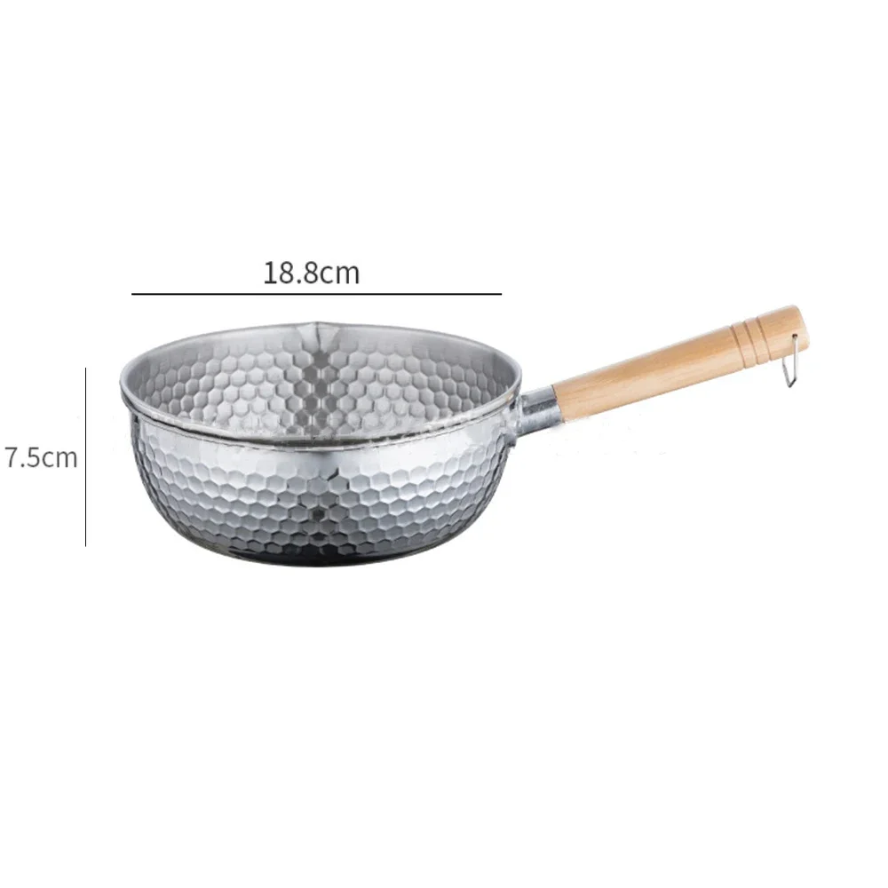 430 Stainless Steel Soup Pot Japanese-style Snow Pot Flat Bottom Non-stick Wok Wooden Handle Stew Po