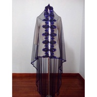 Slayer bridal veil EMBROIDERED/ bridal veil elegant bridal hijab/ bridal veil NAVY bridal veil