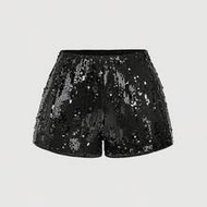 Women's Black Glamorous Sequin Embellished Shorts, Sequin Shorts, Glitter Shorts, Bling Shorts,Chris