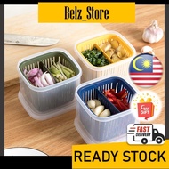 [LELONG] Square Drain Storage Box/ Fresh Keeping Box / Bekas Simpan Sayur Buah Bawang (White only)