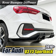 Car Rear Bumper Lip Splitter For AUDI Q3 F3 Sportback 2019+ Lower Diffuser Body Kits Spoiler Side Co
