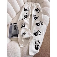 American High Street Street Wear Plankton Handsome Palm Print White Men Women hiphop Street Wear Fri