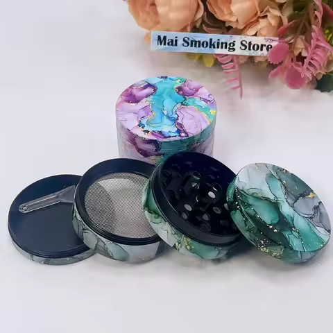 2inch Marble Herb Grinder 4-Layer Manual Spice Pepper Mortar Salt Mill Tobacco Raw Grass Grinder Smo