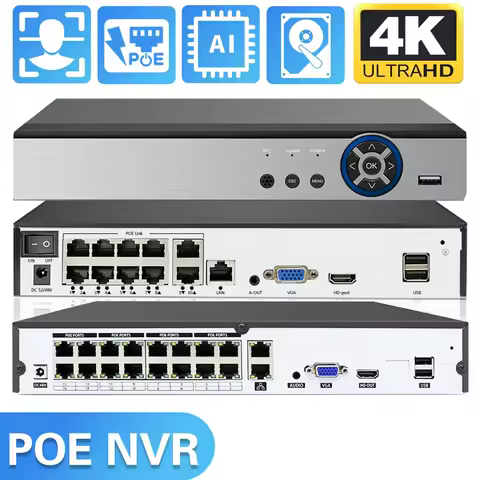4K 8MP POE NVR 10/8CH Network Video Recorder 8MP HD Security Camera System, H.265+ AI Motion Detecti
