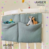 AMBER Storage Bag, 2 Pockets Infant Products Crib Hanging Bag, Portable Convenient Diaper Storage Multifunction Cot Bed Organizer