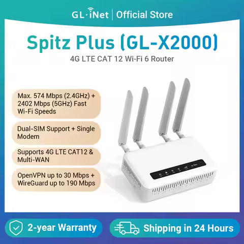 GL.iNet Spitz Plus(GL-X2000) 4G LTE CAT 12 OpenWrt , Dual-SIM, Wi-Fi 6 Router