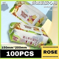 Winnie Pool CLEANING WET WIPES 100 Pcs Non Alcohol Baby Wipes / Baby Wet Tissue Anti Bacterial Alcoh