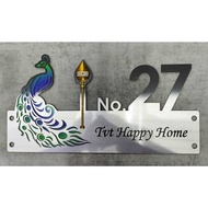 Modern House Number Plate Stainless steel 304 House number plate (Fully Customized)Peacock type