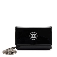 Chanel Black Patent Leather CC WOC Wallet on Chain Silver Hardware, 2012-2013