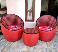 READY STOK Kursi Teras 1 Set Gentong Rotan Sintetis Kursi Tamu Minimalis Kursi Santai Murah