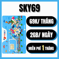Sim 4G Gói SKY69 Dùng Cho Khách Du Lịch Có Sẵn 1 Tháng Đầu - Tặng Data Tốc Độ Cao Phí Gia Hạn Chỉ 6