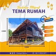 Banner Decoration / Backdrop Rumah Kampung Hari Raya Aidilfitri / Backgroud Raya Rumah Kampong / Ope