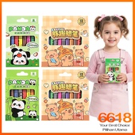 Set Krayon Boleh Basuh Kanak Kanak Panda 8 Warna Capybara 12 Warna Mini Comel Kartun Minyak Pastel H
