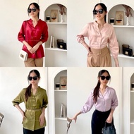 [Satin] FERO Blouse Satin Wanita / V-Neck Blus Kerah Kerja Wanita Formal 0394